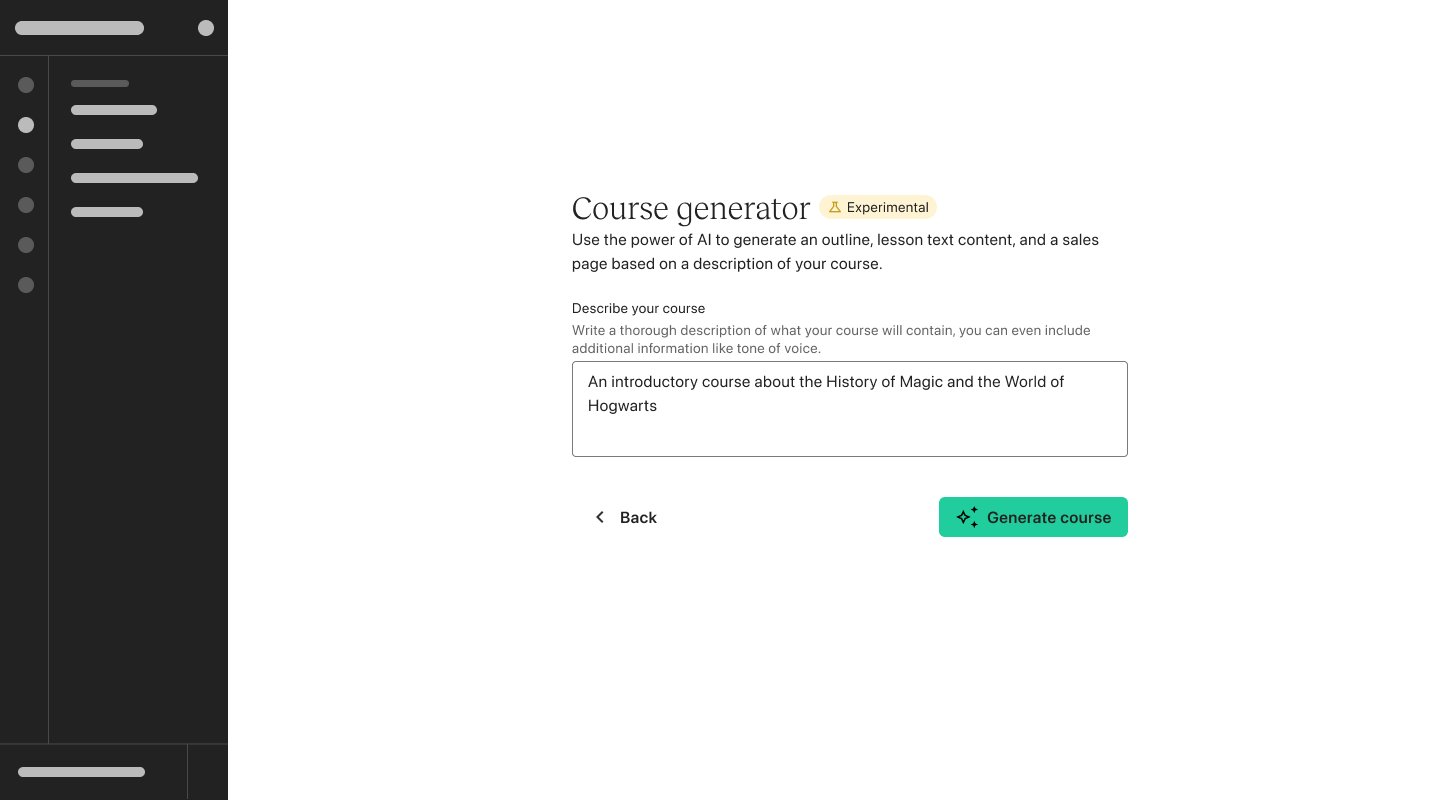 Course generator with a description of the History of Magic course