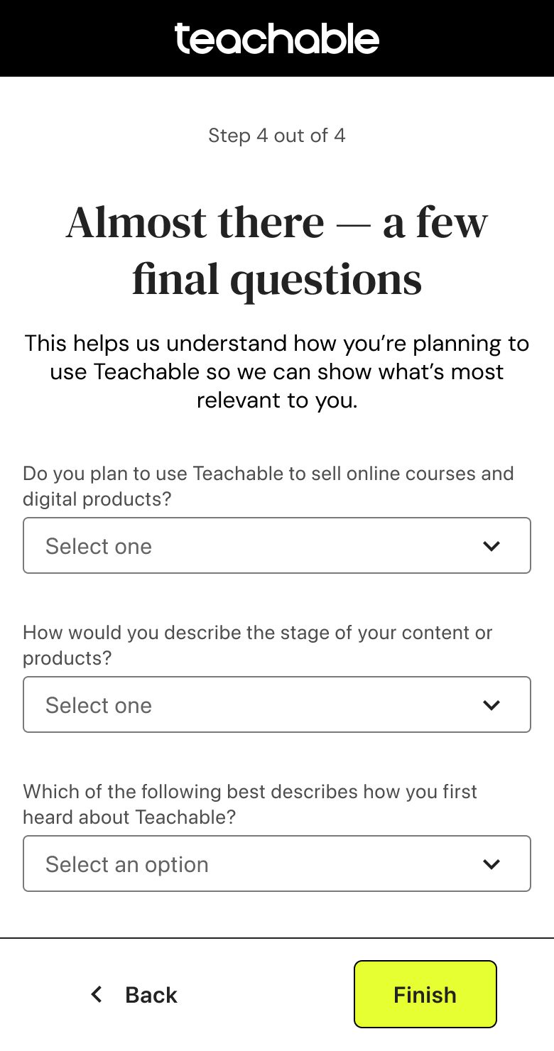 Mobile step 4: Almost there, a few final questions