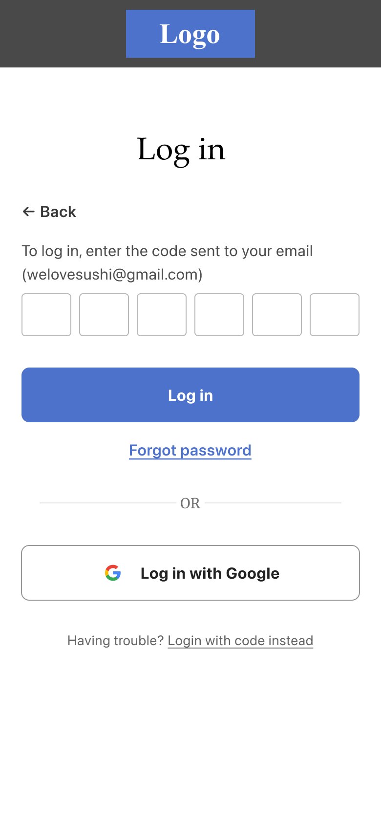 Backup: log in with password or Google