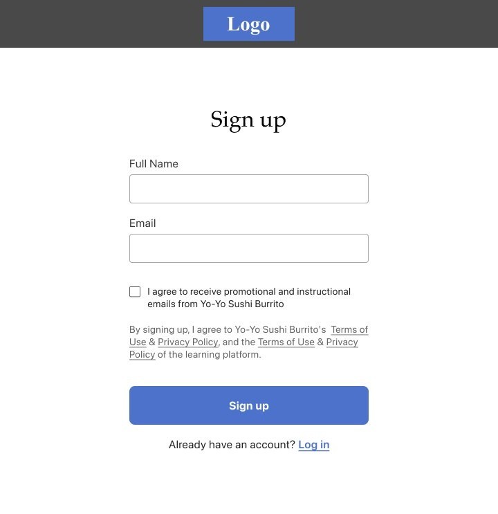 Updated sign-up form