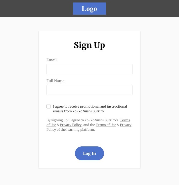 Old sign-up form